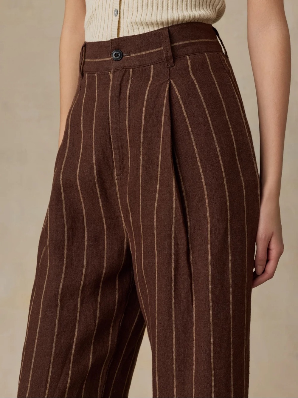 Faherty Sun Strider Linen Pleated Pant - Harbor Line Stripe